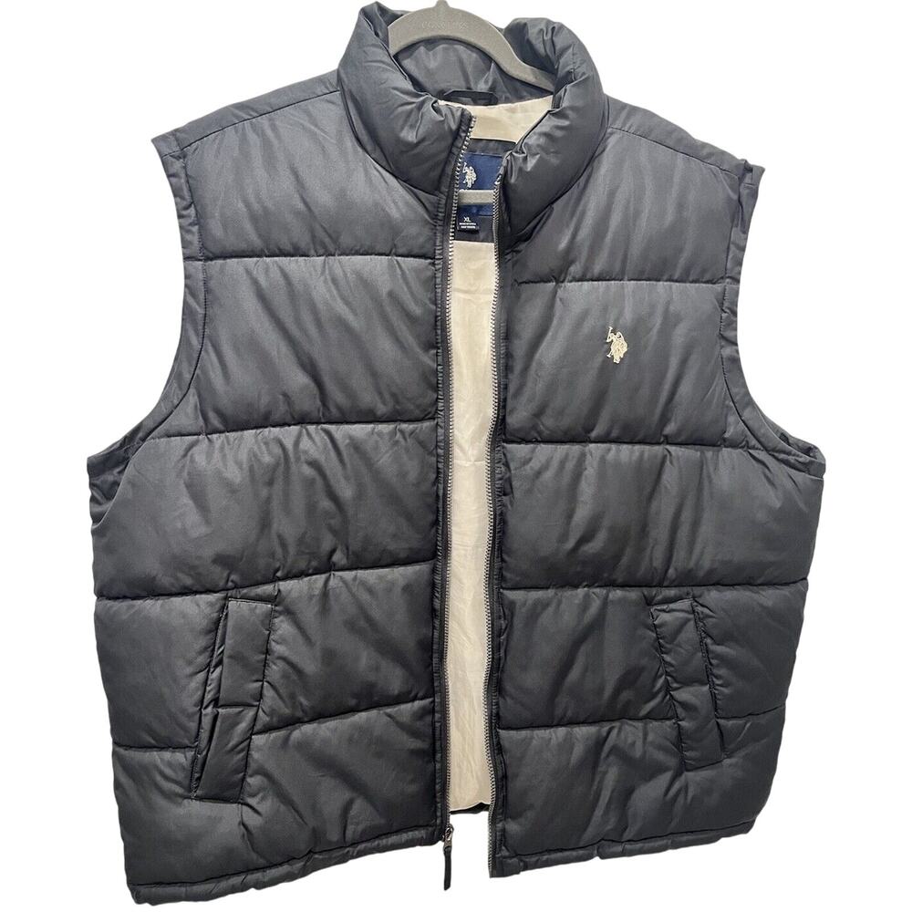 US Polo Assn Puffer Vest Mens xl Black Pockets Embroidery Polo Rider Chest
